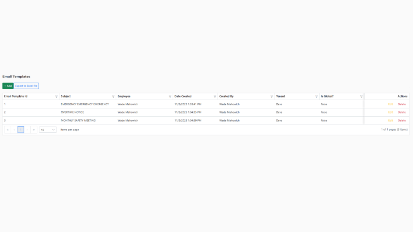 Custom Messaging Templates